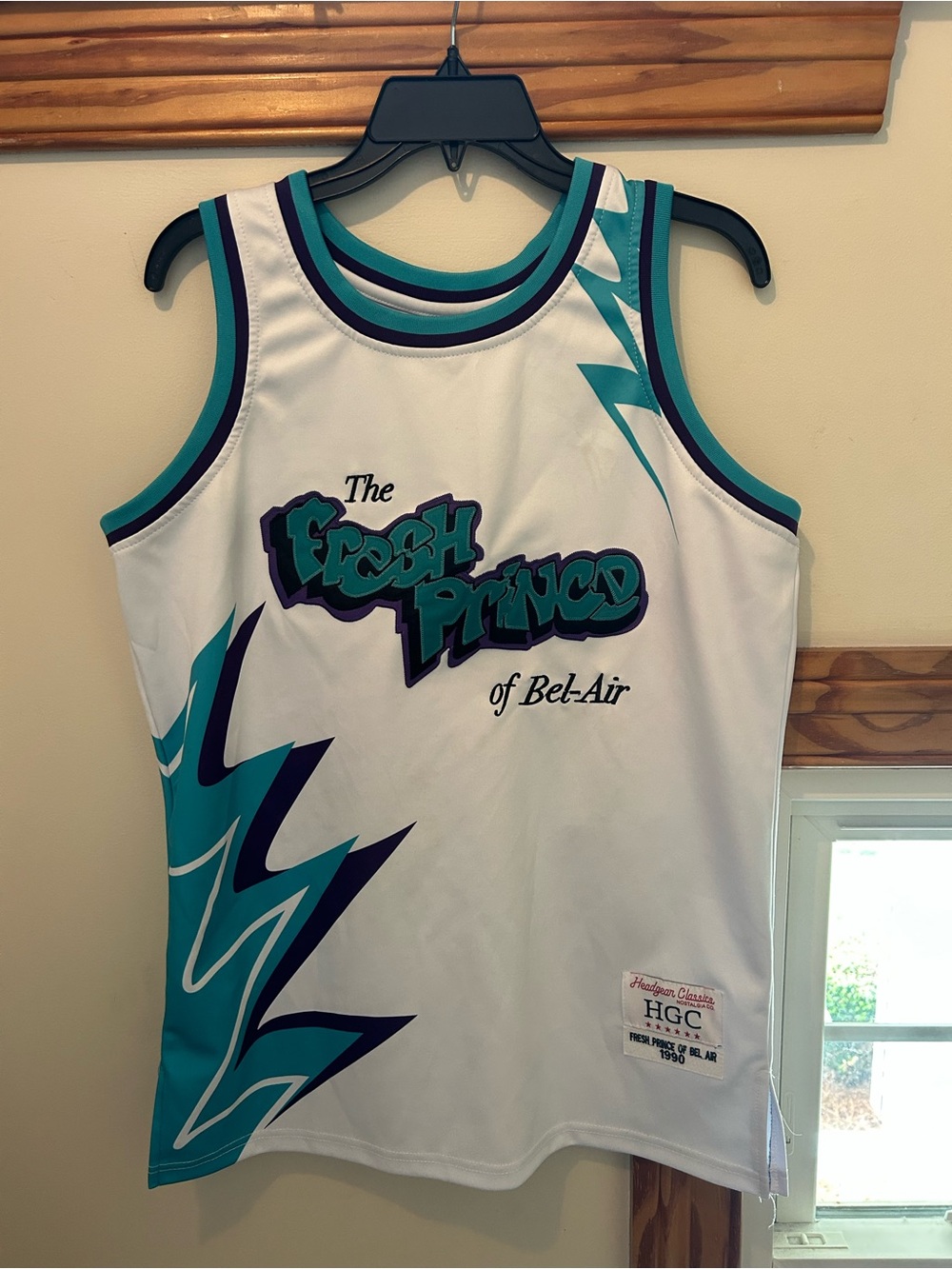 White & Teal Graphic Basketball Jersey - The Fresh Prince of Bel-Air